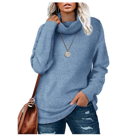 Sweaters - Turtleneck Oversized Pullover Loose Sweater